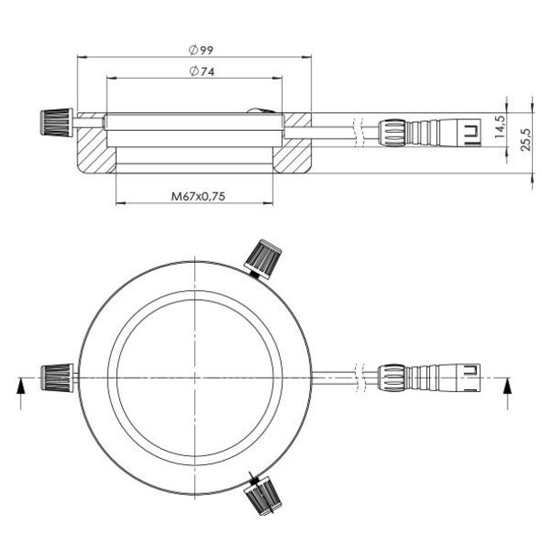 StarLight Opto-Electronics RL4-74-S4 R, segmento, vermelho (620 nm), Ø 74mm