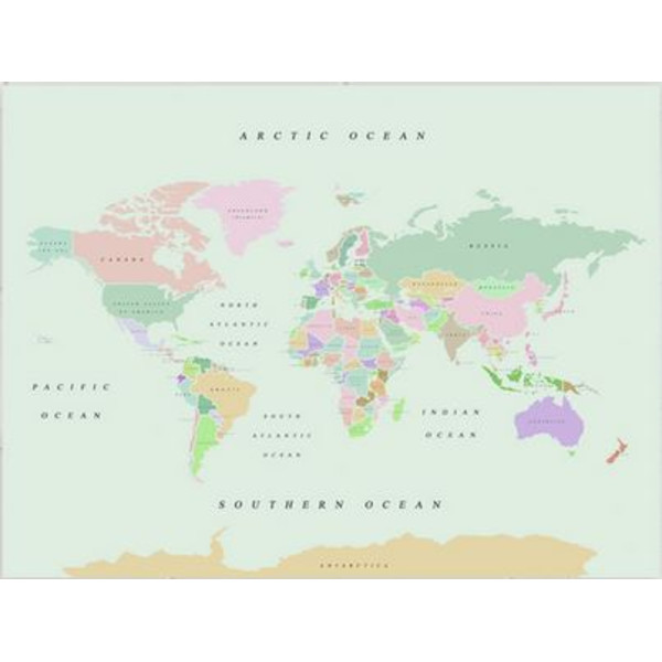 Miss Wood Mapa mundial Woody Map Watercolor Retro L