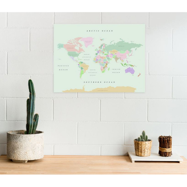 Miss Wood Mapa mundial Woody Map Watercolor Retro L