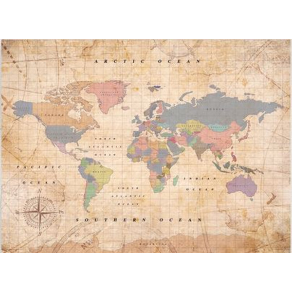 Miss Wood Mapa mundial Woody Map Watercolor Old School L