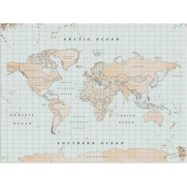 Miss Wood Mapa mundial Woody Map Watercolor Vintage L