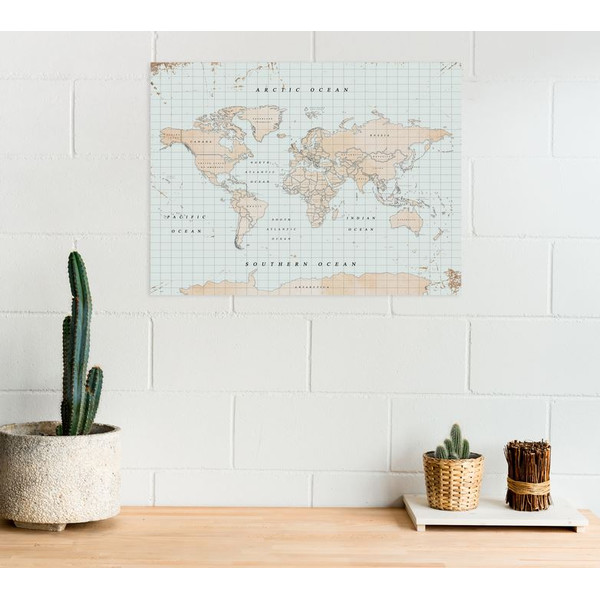 Miss Wood Mapa mundial Woody Map Watercolor Vintage L