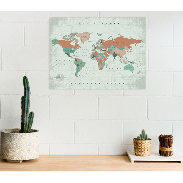 Miss Wood Mapa mundial Woody Map Watercolor Terracotta L