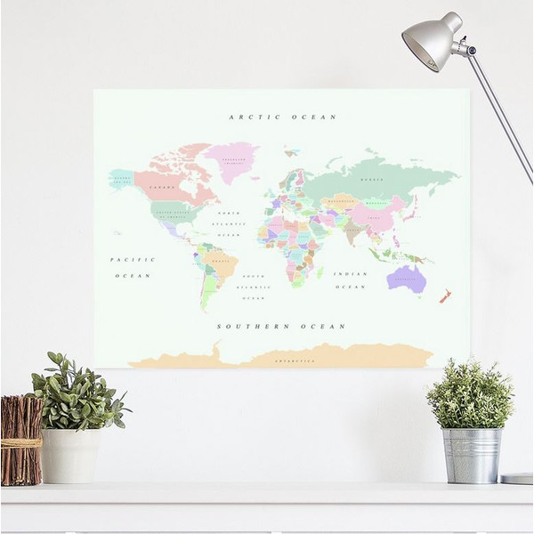 Miss Wood Mapa mundial Woody Map Watercolor Retro XL