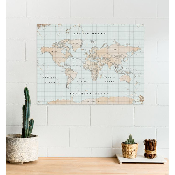 Miss Wood Mapa mundial Woody Map Watercolor Vintage XL