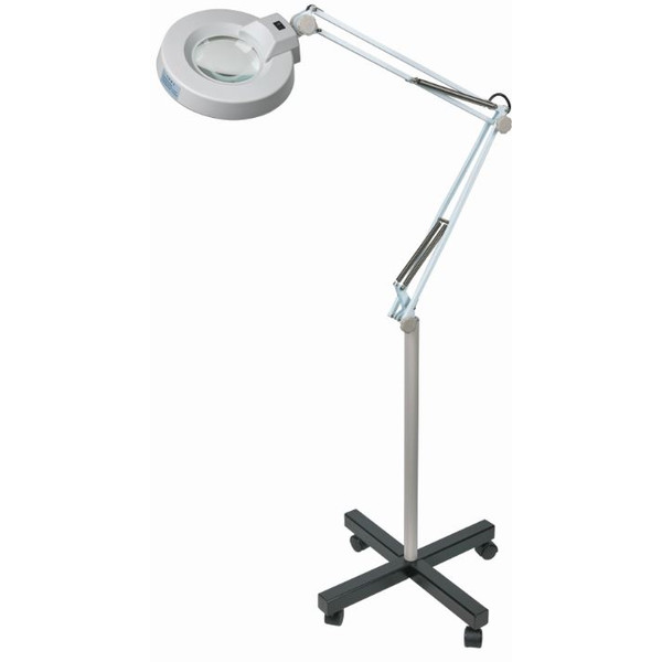 Schweizer Lupa Lâmpada de ampliação com braço de tesoura, base de rolo, 2x/Ø125mm, biconvexa, 22W