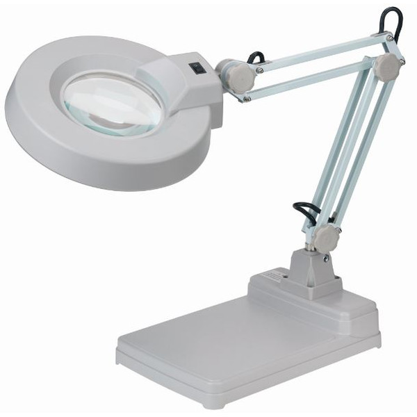 Schweizer Lupa Lâmpada de ampliação com braço de tesoura, base de mesa, 2x/Ø125mm, biconvexa, 22W
