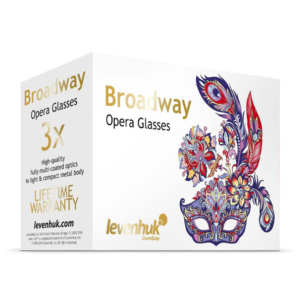 Levenhuk Binóculos de ópera Broadway 3x25 púrpura com lorgnette e luz LED
