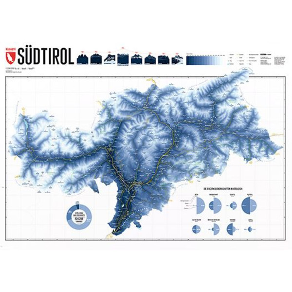 Marmota Maps Mapa regional Azul de esqui do Tirol do Sul