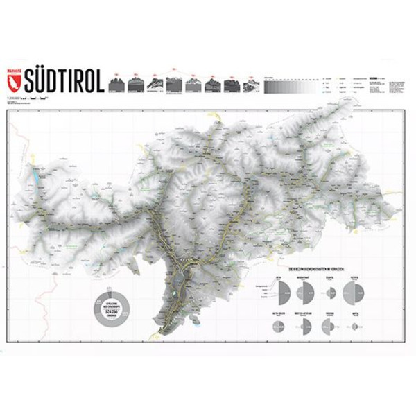 Marmota Maps Mapa do Tirol do Sul em cinzento