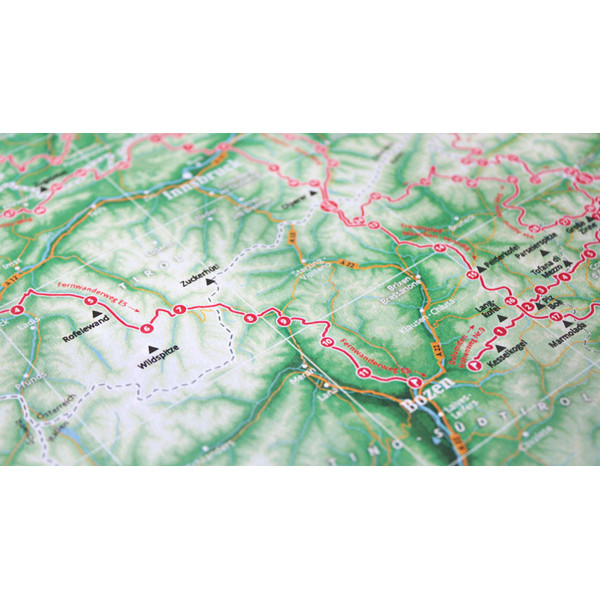 Marmota Maps Mapa regional Map of the Alps with 111 Mountains and 20 Mountain trails