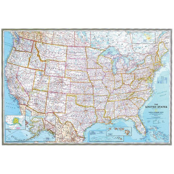 National Geographic Mapa político dos EUA  - Formato gigante