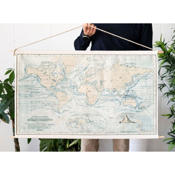 Miss Wood Mapa mundial Woody Cotton Map Oceans