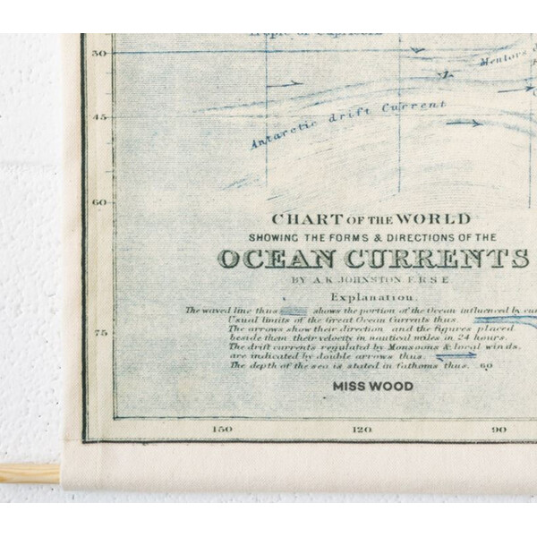 Miss Wood Mapa mundial Woody Cotton Map Oceans