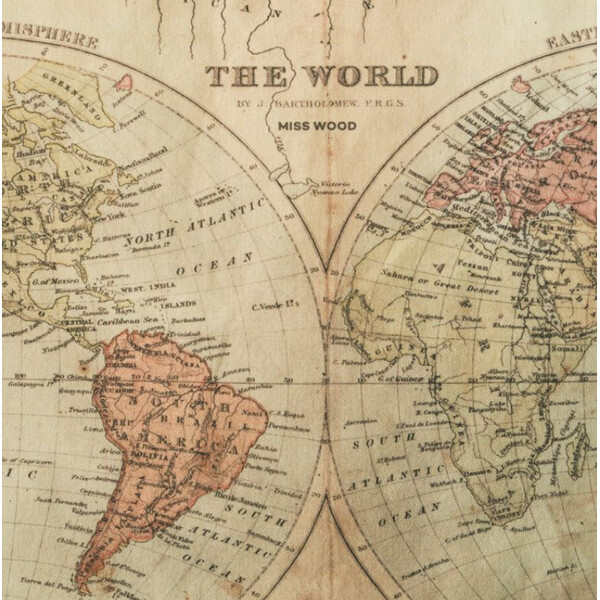 Miss Wood Mapa mundial Woody Cotton Map Rivers and Mountains