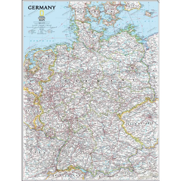 National Geographic Mapa da Alemanha emoldurado num quadro (prata)