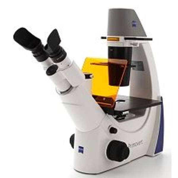 ZEISS Microscópio invertido Primovert trino Ph0, Ph1, Ph2, 40x, 100x, 200x, 400x Cond 0.4, Fluo 470nm
