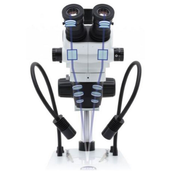 Optika Microscópio estéreo zoom SZO-1, bino, 6,7-45x, Coluna base, sem Iluminação