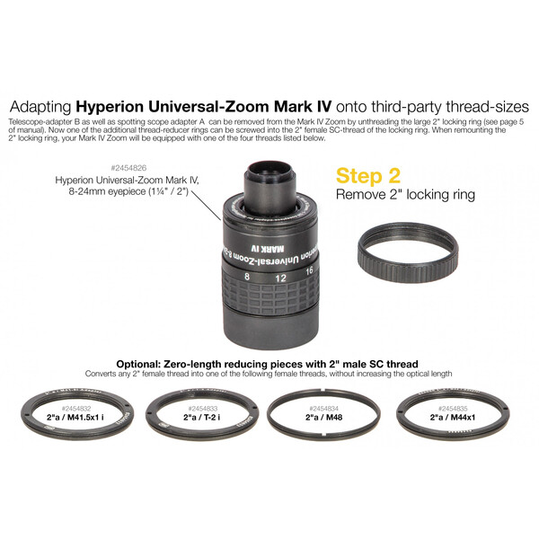 Baader Adapter Adaptadores 2" / T2 0mm