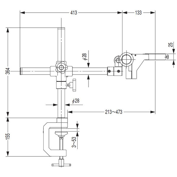 Nikon Overhanging stand G-US1A , 1 braço, grampo de parafuso ou Suporte da cabeça