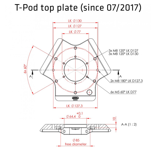 Avalon Tripé T-Pod 75-110cm