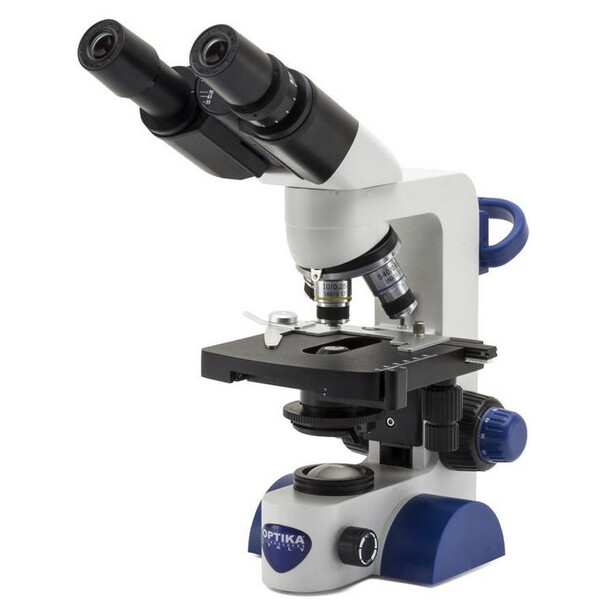 Optika Microscópio B-66, bino, 40-400x, LED, bateria recarregável, Mesa cruzada