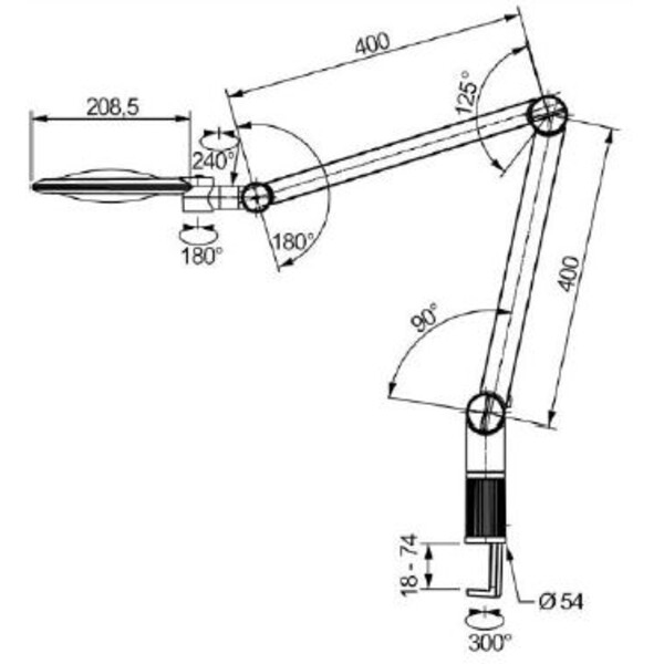 Eschenbach Lupa Lâmpada de ampliação varioLED+, 3.55D, 1.9x, Ø132mm, AA100mm