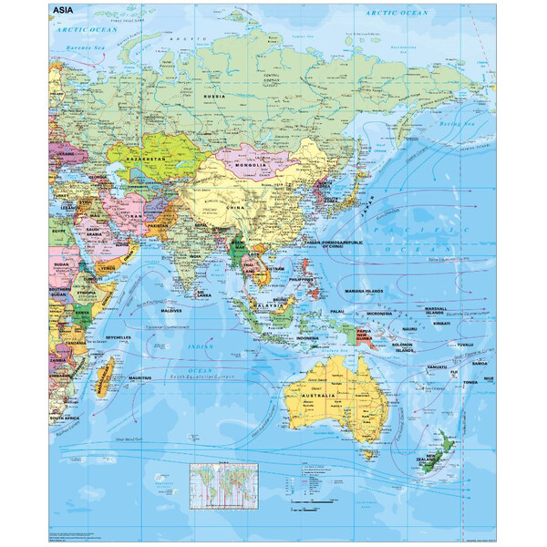 Stiefel mapa de continente Asia political (english)