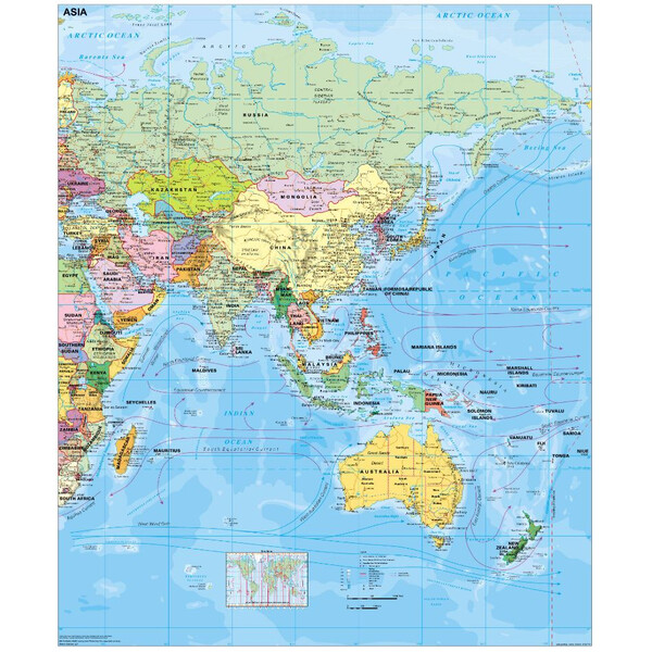 Stiefel mapa de continente Ásia política (Inglês)