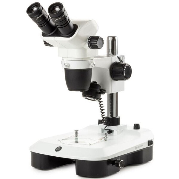 Euromex Microscópio estéreo zoom NZ.1702-M, 6,5-55x, Coluna, Luz trasmitida e reflectida, bino, Espelho para Campo escuro, embriologia
