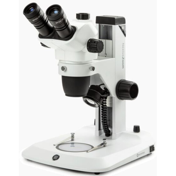 Euromex Microscópio estéreo zoom NZ.1903-S, 6,7-45x, Cremalheira, Luz incidente e Luz trasmitida, trino