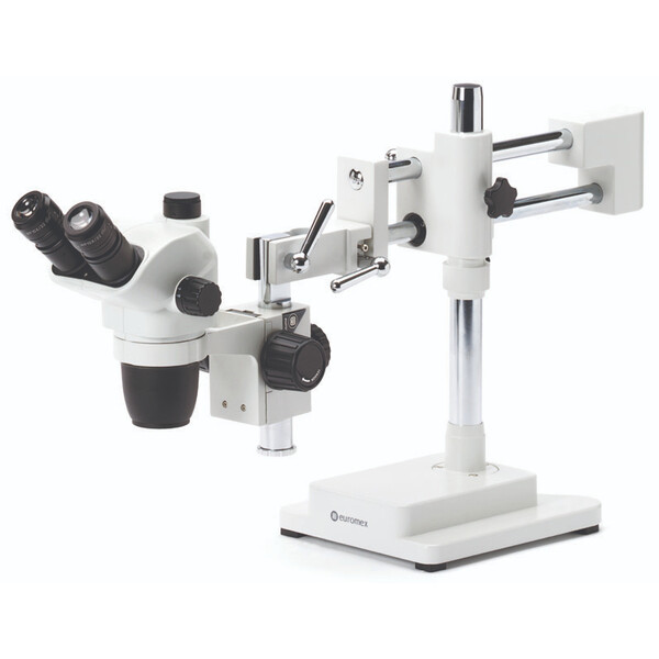 Euromex Microscópio estéreo zoom NZ.1903-B, 6,7-45x, braço duplo, placa de base, trino