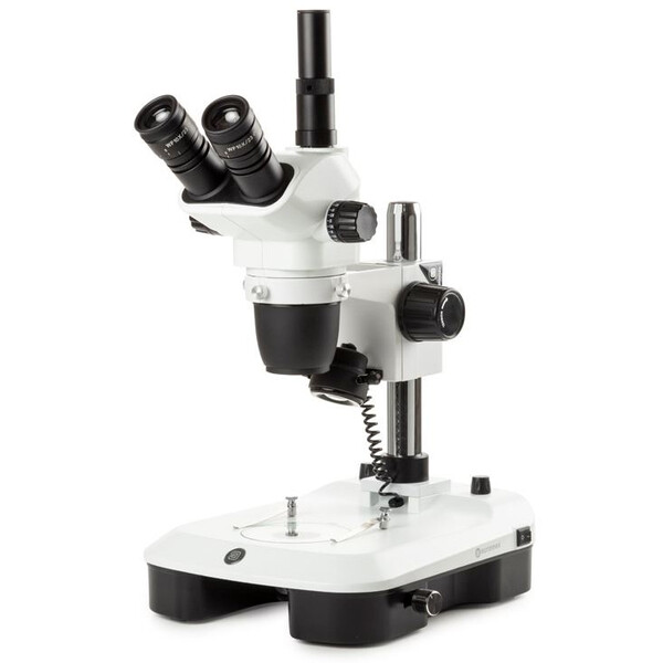 Euromex Microscópio estéreo zoom NZ.1903-M, 6,7-45x, Coluna, Luz trasmitida e reflectida, trino, Espelho para Campo escuro, embriologia