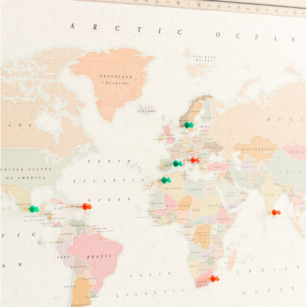 Miss Wood Mapa mundial Woody Map Watercolor Colonial L