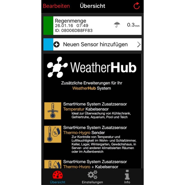 TFA Estação meteorológica Conjunto inicial WeatherHub com pluviómetro