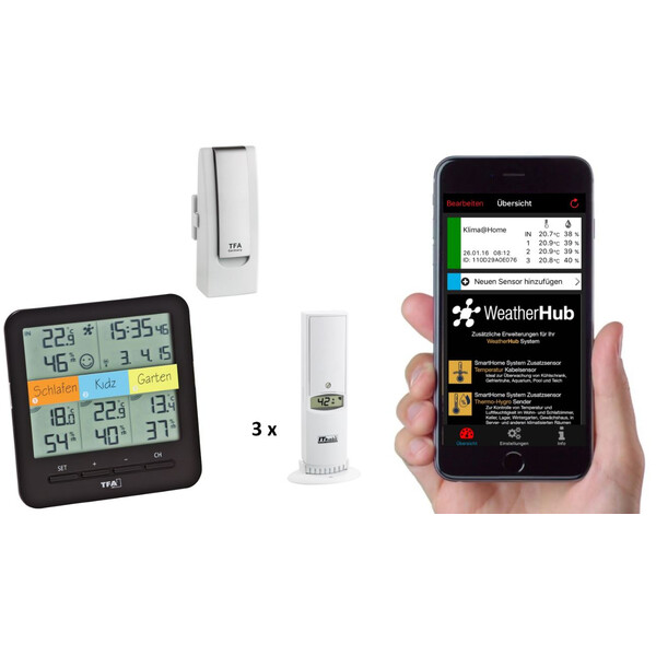 TFA Estação meteorológica Conjunto inicial WeatherHub com termo-higrómetro sem fios