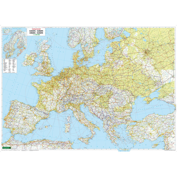 freytag & berndt mapa de continente Europa (95 x 66 cm)