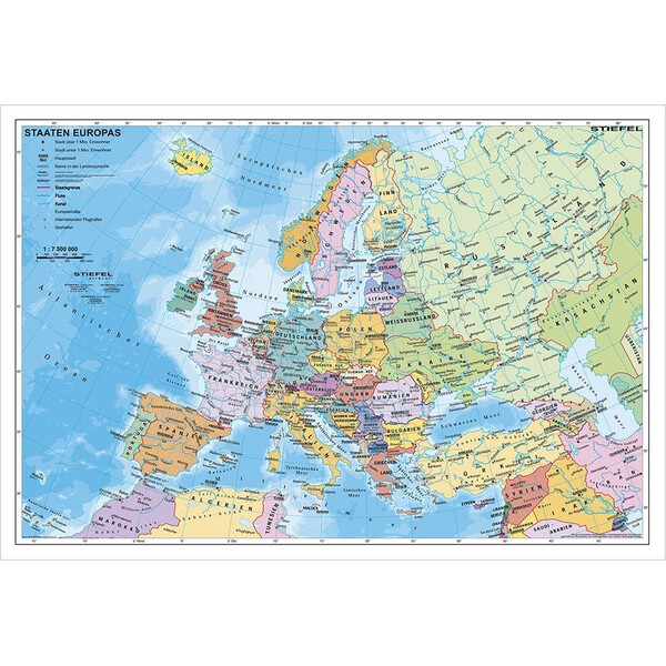 Stiefel mapa de continente Europa política