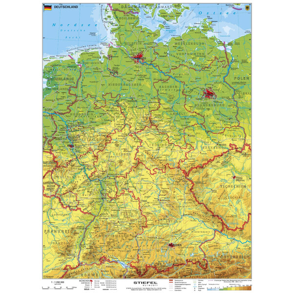 Stiefel Mapa Deutschland physisch (67 x 91 cm)