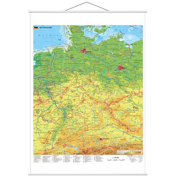 Stiefel Mapa Alemanha com sítios do Património Mundial da UNESCO com barras metálicas