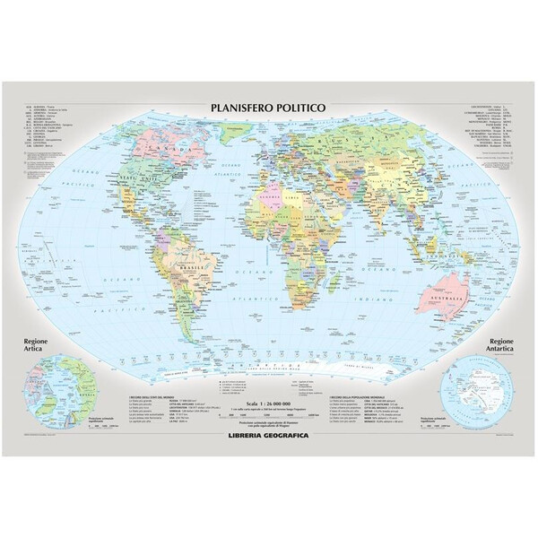 Libreria Geografica Mapa mundial Planisfero fisico e politico