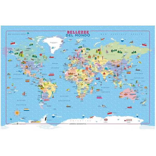 Libreria Geografica Mapa mundial Bellezze del Mondo