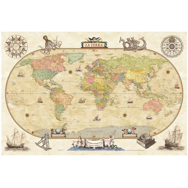 Libreria Geografica Mapa mundial Planisfero Anticato