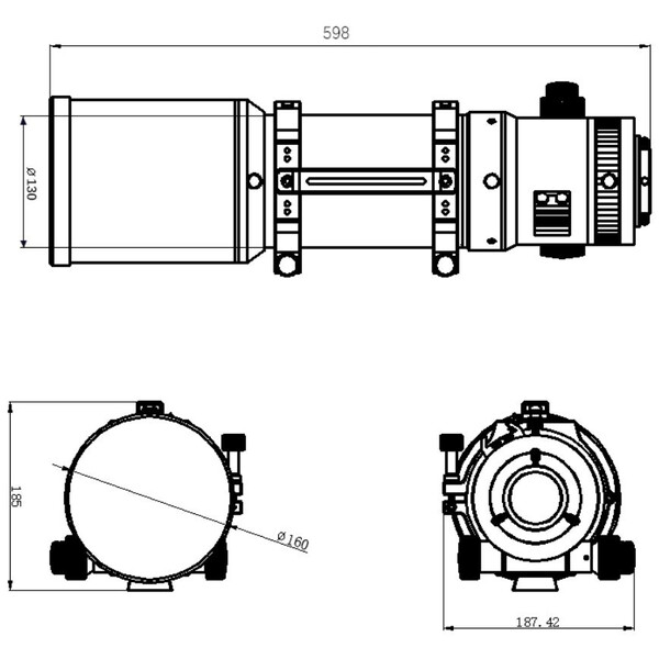 Omegon Refrator apocromático Pro APO AP 121/678 Quintuplet OTA