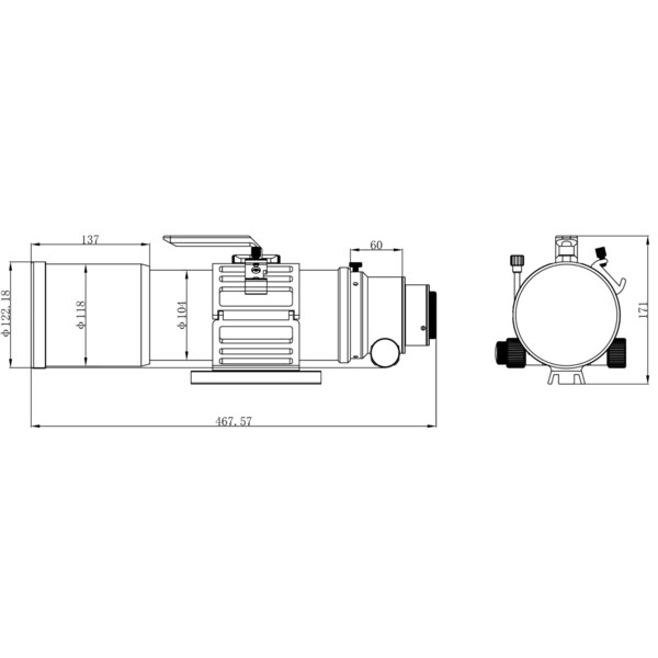 Omegon Refrator apocromático Pro APO AP 94/517 Triplet ED OTA