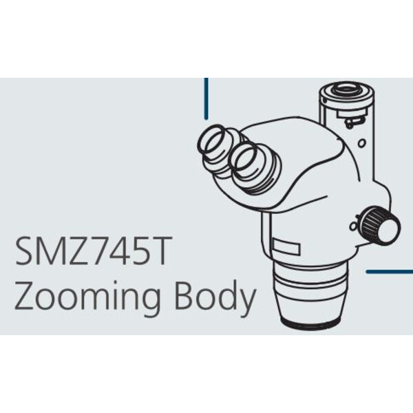 Nikon Cabeça estereoscópica SMZ745T Stereo Zoom Head, trino, 6.7-50x, ratio 7.5:1, 52-75 mm, 45°, WD 115 mm