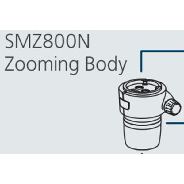 Nikon Cabeça estereoscópica SMZ-800N Stereo Zoom Head, bino, 10-80x, click stop, ratio 8:1, 64 mm, 20°, WD 78 mm