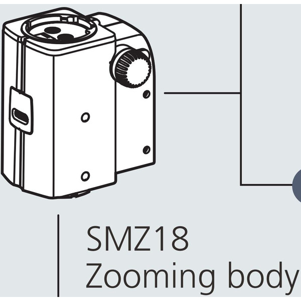 Nikon Cabeça estereoscópica SMZ18, manual , parallel optics, achromate, Zoom Head, bino, 7.5-135x, click stop, ratio 18:1, 15°