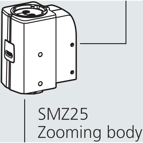 Nikon Cabeça estereoscópica SMZ25, motorized, parallel optics, achromate, Zoom Head, bino, 6.3-157.5x, click stop, ratio 25:1, 15°