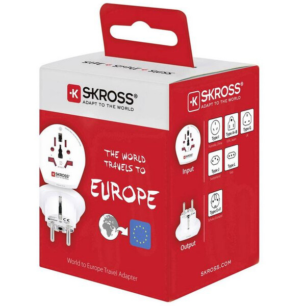 Skross Fonte de alimentação Reiseadapter World to Europe